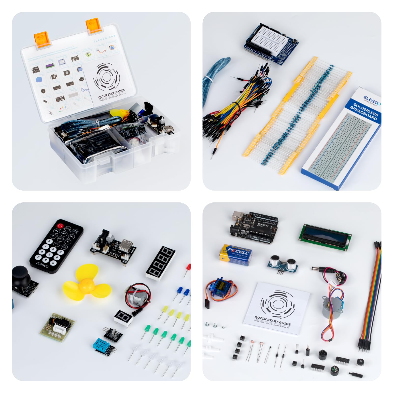 ELEGOO UNO R3 Super Starter Kit Compatible for Arduino- 60+ Components, 24-Lesson Tutorial, STEM Education Kit for Beginners Ages 10+ (Incl. Power Supply & 9V Battery) - Available at All In One Marketplace Canada