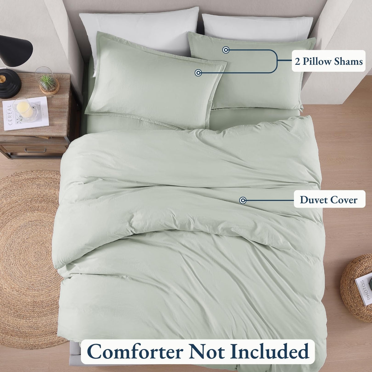 Queen Duvet Cover Set, Pre-Washed Soft Microfiber, 3 Piece - Mineral 🍁 All In One Marketplace Canada
