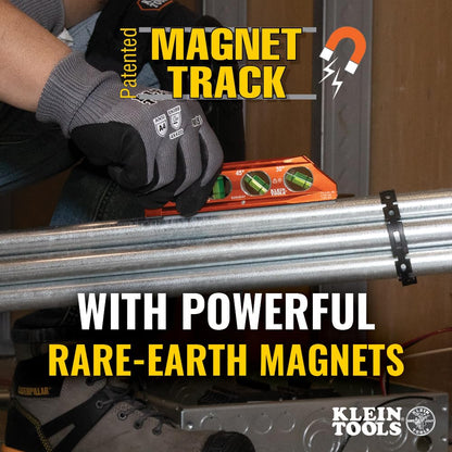 Klein Tools 935AB4V Level, 6-Inch Magnetic Torpedo and Conduit Level with 0/30/45/90 Degree Vials, V-Groove and Magnet Track, High Visibility Orange KLEIN TOOLS