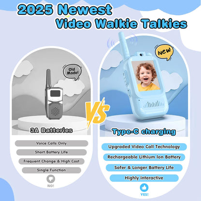 Video Walkie Talkies for Kids, 2 Pack Facetime Walkie Talkies with HD Camera & Voice Changer for Boys Girls for Family Games, Indoor, Outside, Hiking Christmas Birthday Toys Gift Ages 3-12 (Blue) 🍁 All In One Marketplace Canada