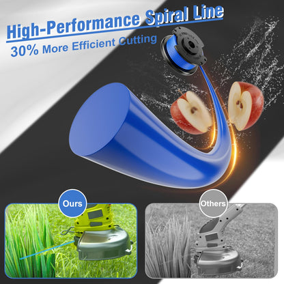 15 Pcs AC14RL3A Replacement Weed Wacker String for Ryobi One+, 0.065'' String Trimmer Refill and AC14HCA Cover Cap Compatible with Ryobi 18v, 24v, and 40v Cordless Trimmers (12 Spools+3 Caps) - Available at All In One Marketplace Canada
