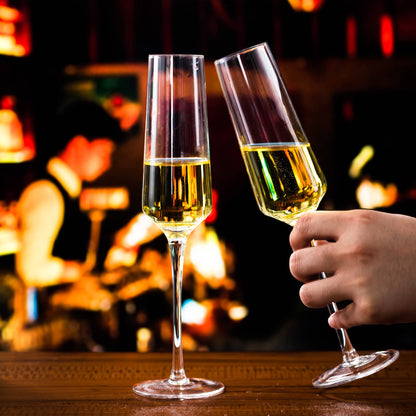 BACLIFE Champagne Flutes - Hand Blown Elegant Champagne Glasses Set of 6 - Unique Gift for Birthday,Wedding, Christmas - Ideal for Wine Tasting,Daily Use - 7.5 oz, Clear 🍁 All In One Marketplace Canada