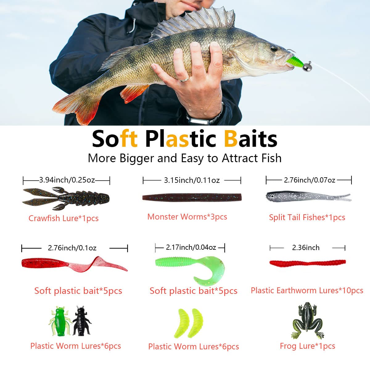 UperUper Fishing Lures Kit Set, Baits Tackle Including Crankbaits, Topwater, Spinnerbaits, Worms, Jigs, Hooks, Tackle Box and More Fishing Gear Lure for Bass Trout - Available at All In One Marketplace Canada