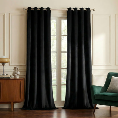 NICETOWN Black Velvet Curtains 84 Inches 2 Panels, 52 W, Grommet