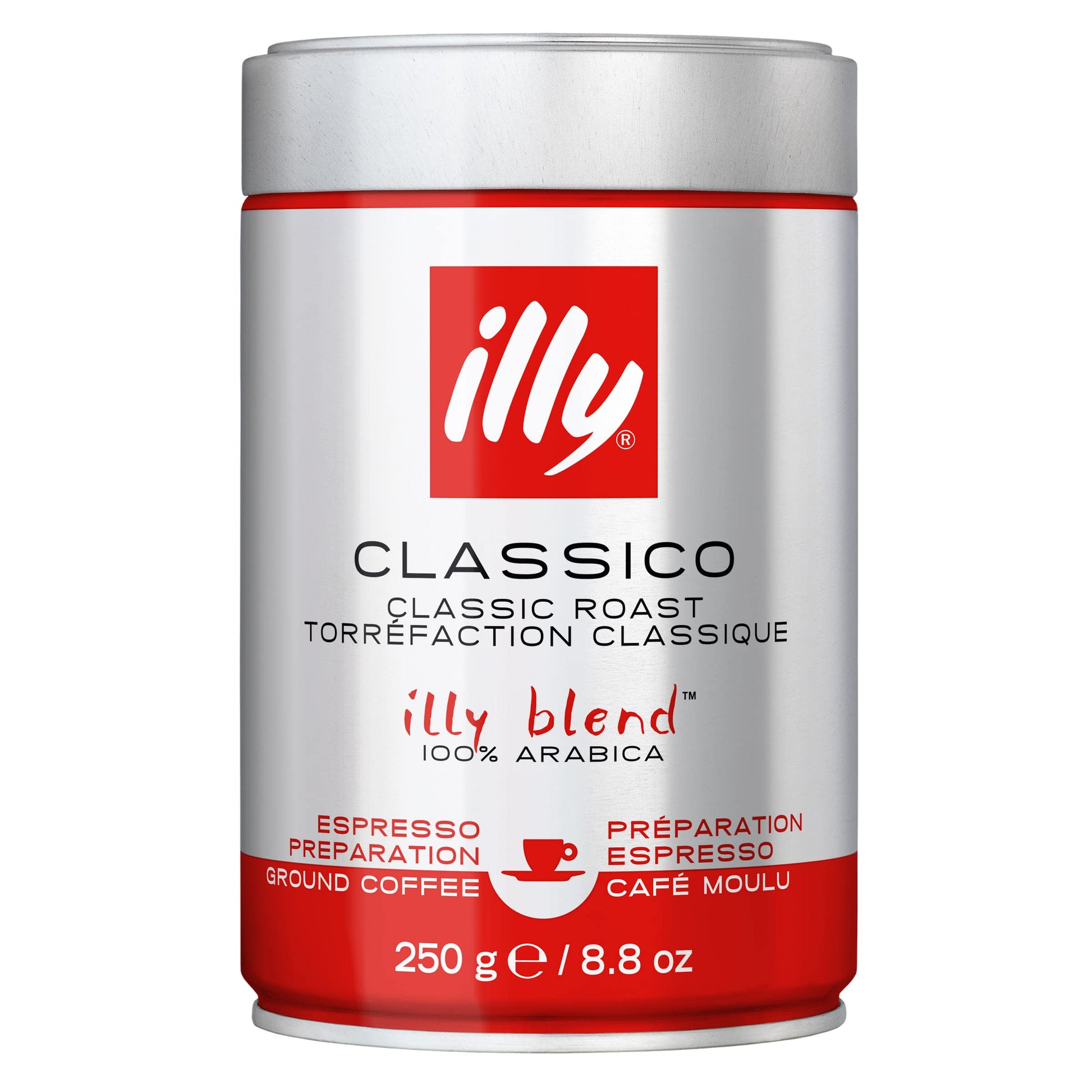 illy Classico Medium Roast Ground Espresso – 100% Arabica with Caramel, Orange Blossom & Jasmine Notes – 250g