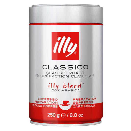 illy Classico Medium Roast Ground Espresso – 100% Arabica with Caramel, Orange Blossom & Jasmine Notes – 250g