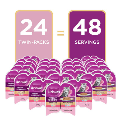 WHISKAS Perfect Portions Kitten Food - Wet Cat Food Paté, Chicken Entrée, 75g (24 Pack) - Available at All In One Marketplace Canada