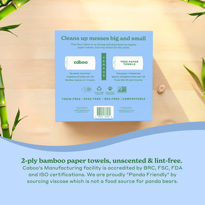 Caboo Tree Free Paper Towels, Sustainable, Toxin Free, 6 Family Size Rolls