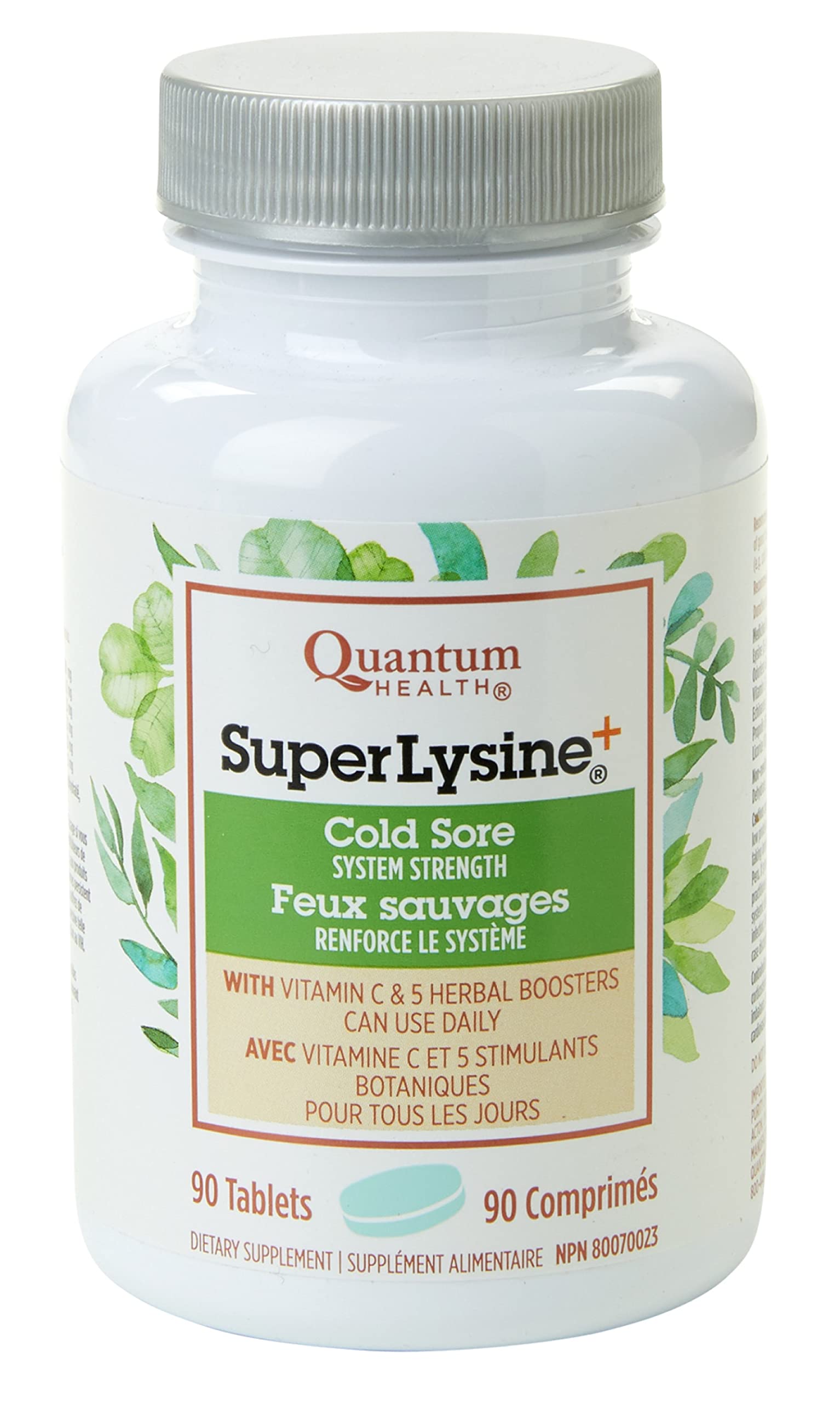 Quantum Health Super Lysine+ Cold Sore 90 Tablets 45-Day Supply, Daily Lysine Supplement, Vitamin C, Echinacea, Licorice, Propolis & Odorless Garlic for Collagen Support, Healthy Lips & Immune Balance Quantum