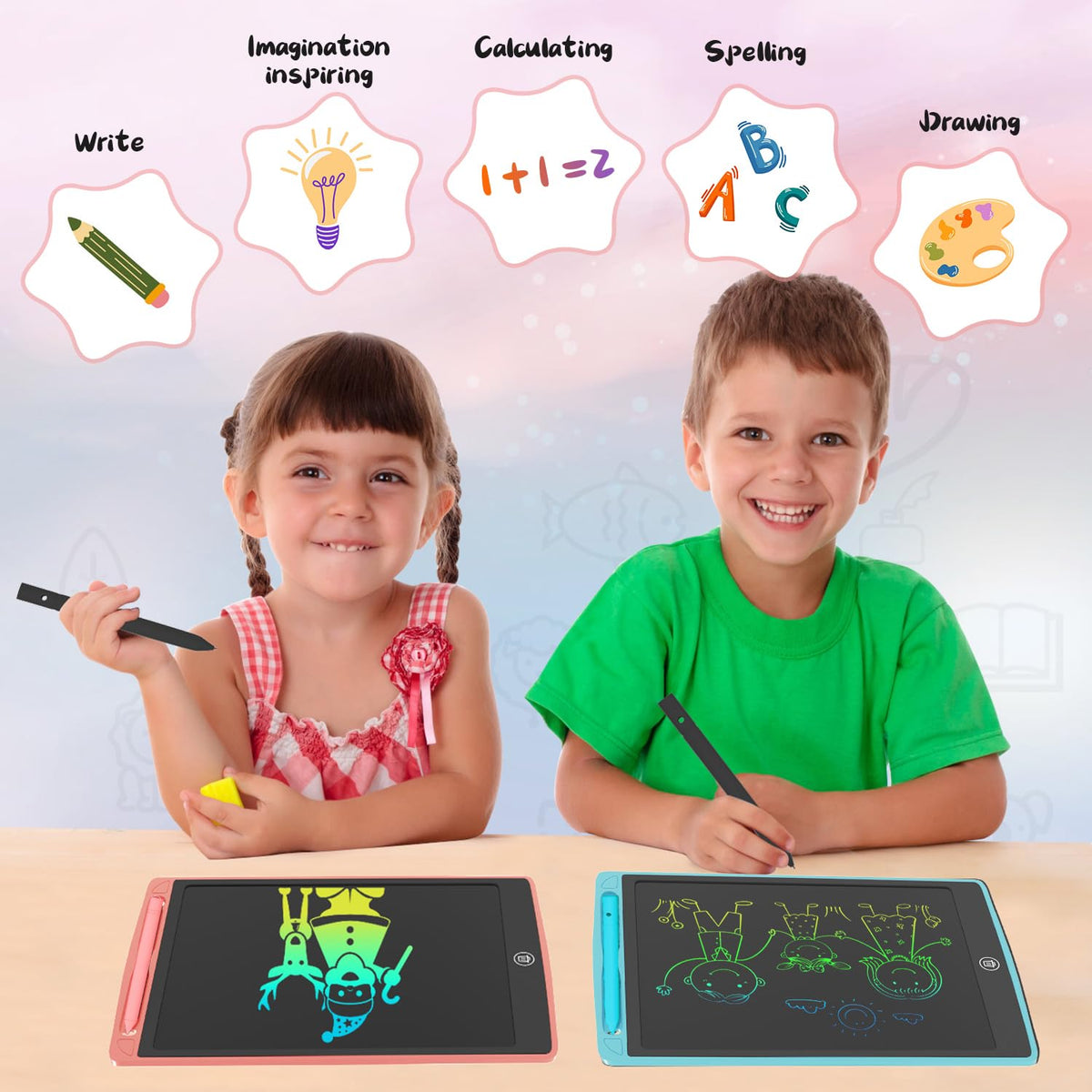 2 Pack LCD Writing Tablet for Kids Toys, HAPPYMATE 12.5 Inch Colorful Erasable Doodle Board Drawing Pad for Kids, Car Trip Educational Toys Christmas Gift for Girls Boys 3 4 5 6 7 8 Years Old 🍁 All In One Marketplace Canada