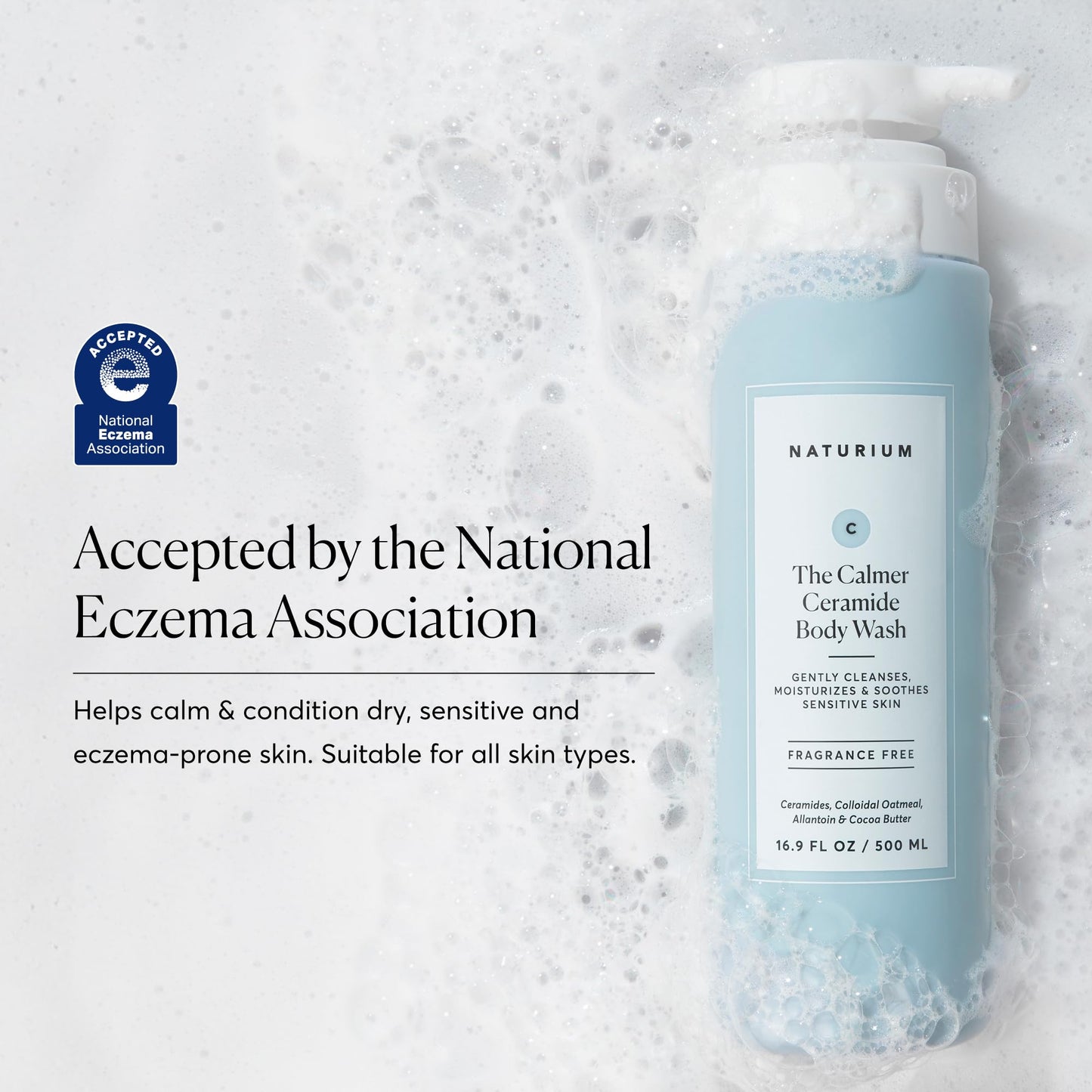 Naturium The Calmer Ceramide Body Wash, Fragrance-Free, Cleansing & Moisturising for Dry, Sensitive Skin, Dermatologist-Tested, Paraben & Cruelty-Free, 500 mL / 16.9 fl oz