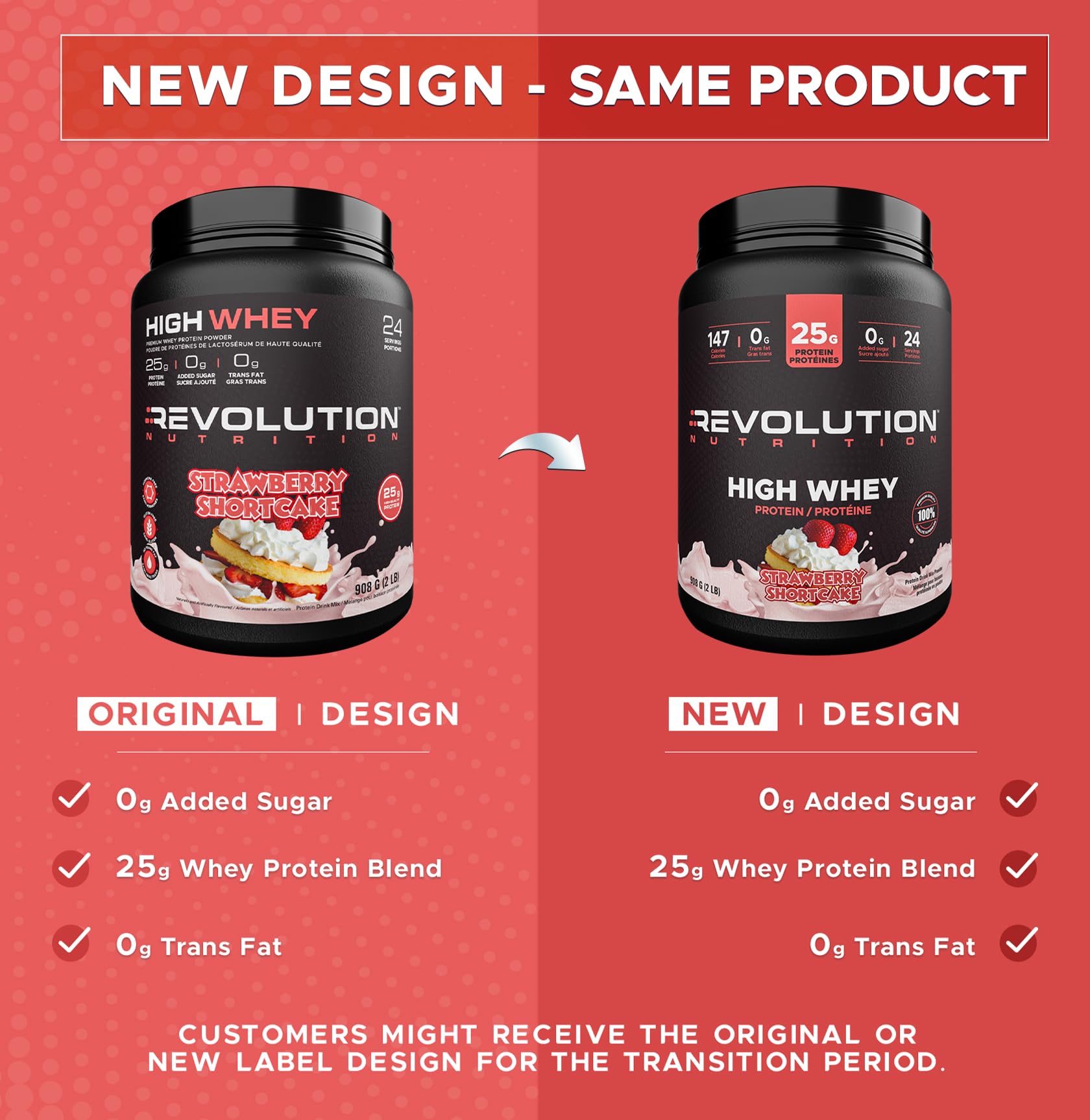 Revolution Nutrition High Whey Protein Powder - Strawberry Shortcake, 2 LB (908g)