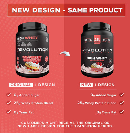Revolution Nutrition High Whey Protein Powder - Strawberry Shortcake, 2 LB (908g)