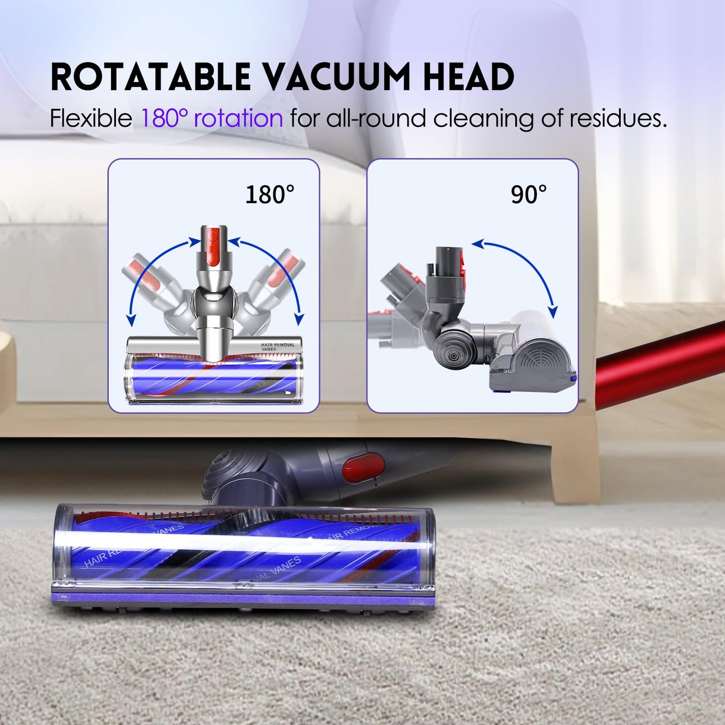 Upgrade Anti-Tangle Replacement Vacuum Head Compatible with Dyson V7,V8, Cyclone V10,V11,V15 Cordless Vacuum Cleaners, Suitable for Carpets,Rugs,Hardwood Floor - Available at All In One Marketplace Canada