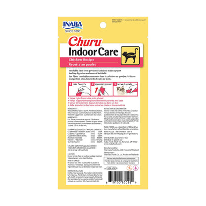INABA Churu Indoor Care for Hairball Control, Functional Lickable Cat Treat with Taurine & Vitamin E, 14g Each, 24 Tubes Total, Chicken Recipe