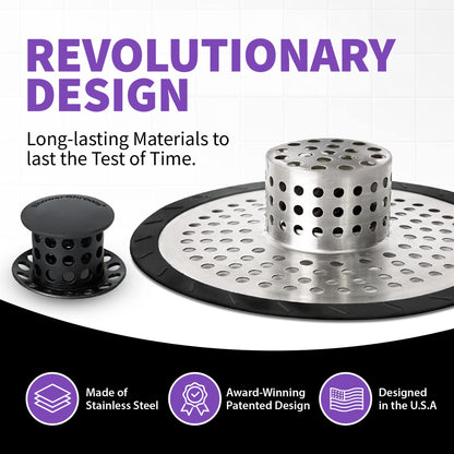 ShowerShroom SHSULT755 Ultra Revolutionary Shower Hair Catcher Drain Protector, Stainless - Available at All In One Marketplace Canada