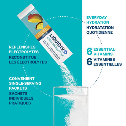 Liquid I.V. - Hydration Multiplier Electrolyte Drink Mix for Everyday - Hydration with Mango Pineapple flavour and Zero Sugar (18 sticks)