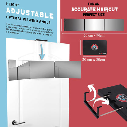 The 360 Mirror - 3 Way Adjustable Trifold Barber Mirror for Self Hair Cutting - Tri Fold Self Haircut System for Men and Women Braiding - Available at All In One Marketplace Canada