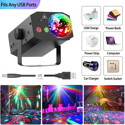Party Lights, Disco Ball Lights,Dj Disco Lights,Rave Lights Stage Light Strobe Lights Laser Lights Sound Activated with Remote Control for Xmas Club Bar Parties Holiday Dance Christmas Birthdy 🍁 All In One Marketplace Canada