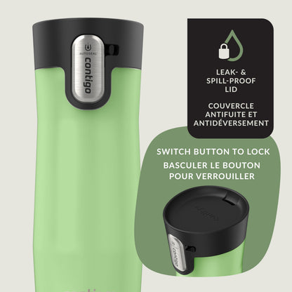Contigo West Loop 3.0 Stainless Steel Travel Mug with Tea-Bag Hook & Spill-Proof Lid, Vacuum-Insulated Reusable Cup Coffee and Tea, 16 oz (473 mL), Cucumber - Keeps Drinks Hot up to 11 Hours 🍁 All In One Marketplace Canada