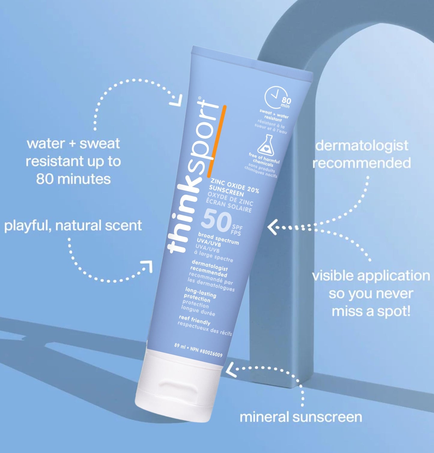 Thinksport SPF 50 plus Mineral Sunscreen, 3 Oz., Natural Sunblock for Sports & Active Use - Water Resistant - Sun Screen for Sun Protection, Pack of 2 - Available at All In One Marketplace Canada
