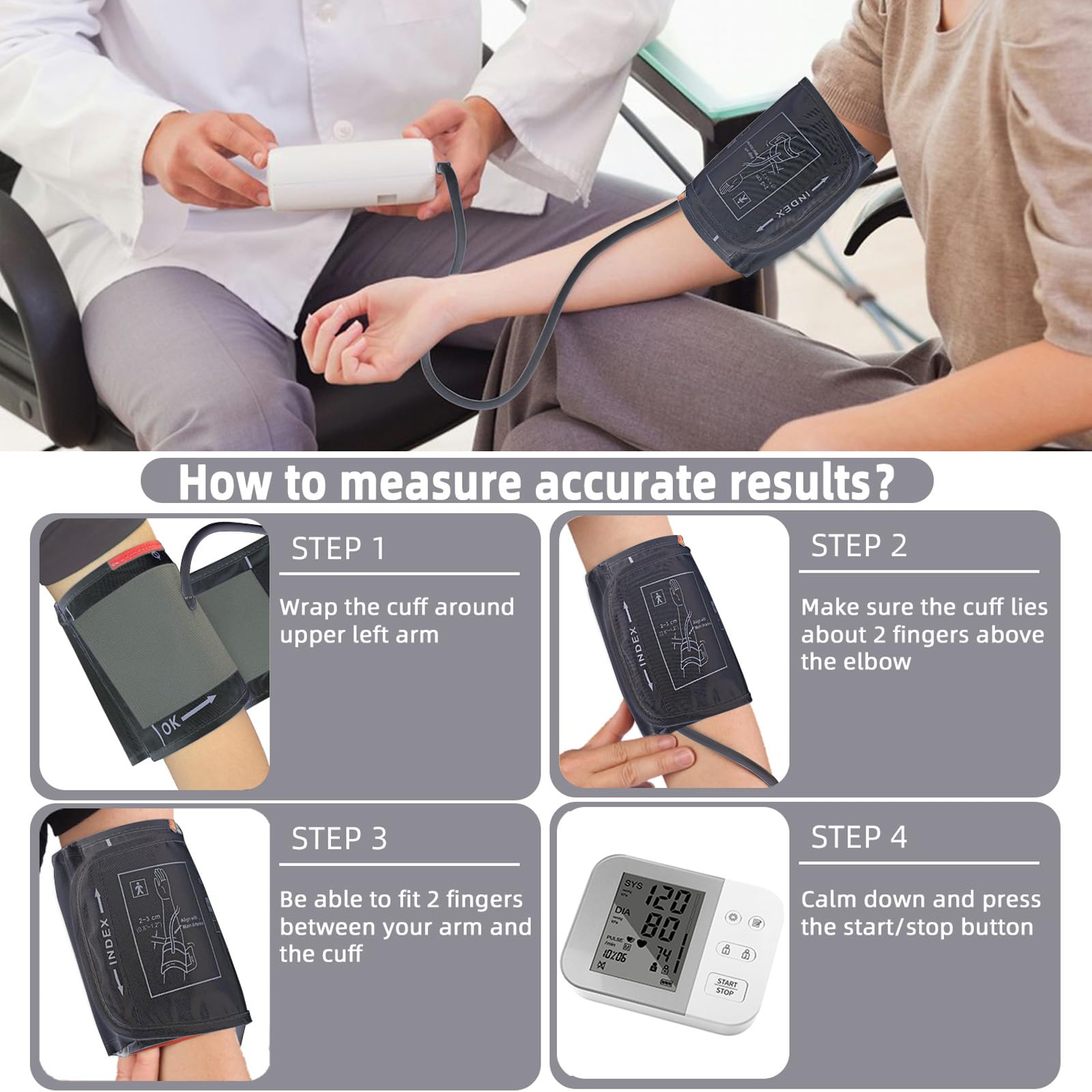 Alcarefam Extra Large Blood Pressure Cuff, 22-66cm XXL Cuff for Big Arms, Replacement Adult Cuff Compatible with Omron BP Monitors, 7 Connectors - Available at All In One Marketplace Canada