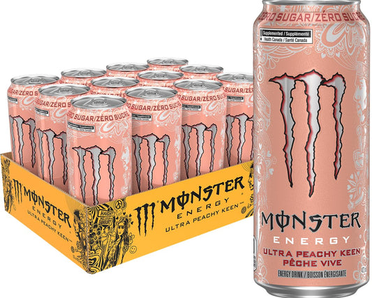 MONSTER ENERGY, Ultra Peachy Keen, 473 mL Cans (12 Pack) – Zero Sugar Energy Drink - Available at All In One Marketplace Canada