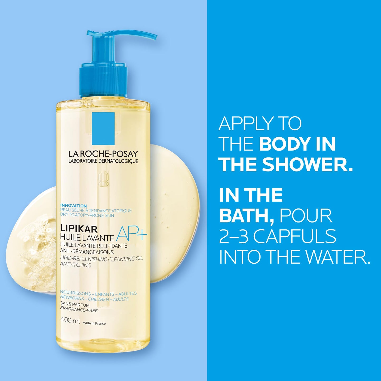 La Roche-Posay Cleansing Body Oil with Shea Butter, Lipikar AP+ Anti-Itch Fragrance-Free Shower Cleansing Oil for Very Dry, Sensitive & Eczema Prone Skin, Provides 24H Hydration, 400mL - Available at All In One Marketplace Canada