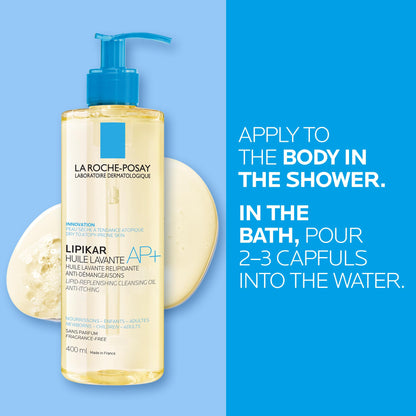 La Roche-Posay Cleansing Body Oil with Shea Butter, Lipikar AP+ Anti-Itch Fragrance-Free Shower Cleansing Oil for Very Dry, Sensitive & Eczema Prone Skin, Provides 24H Hydration, 400mL - Available at All In One Marketplace Canada