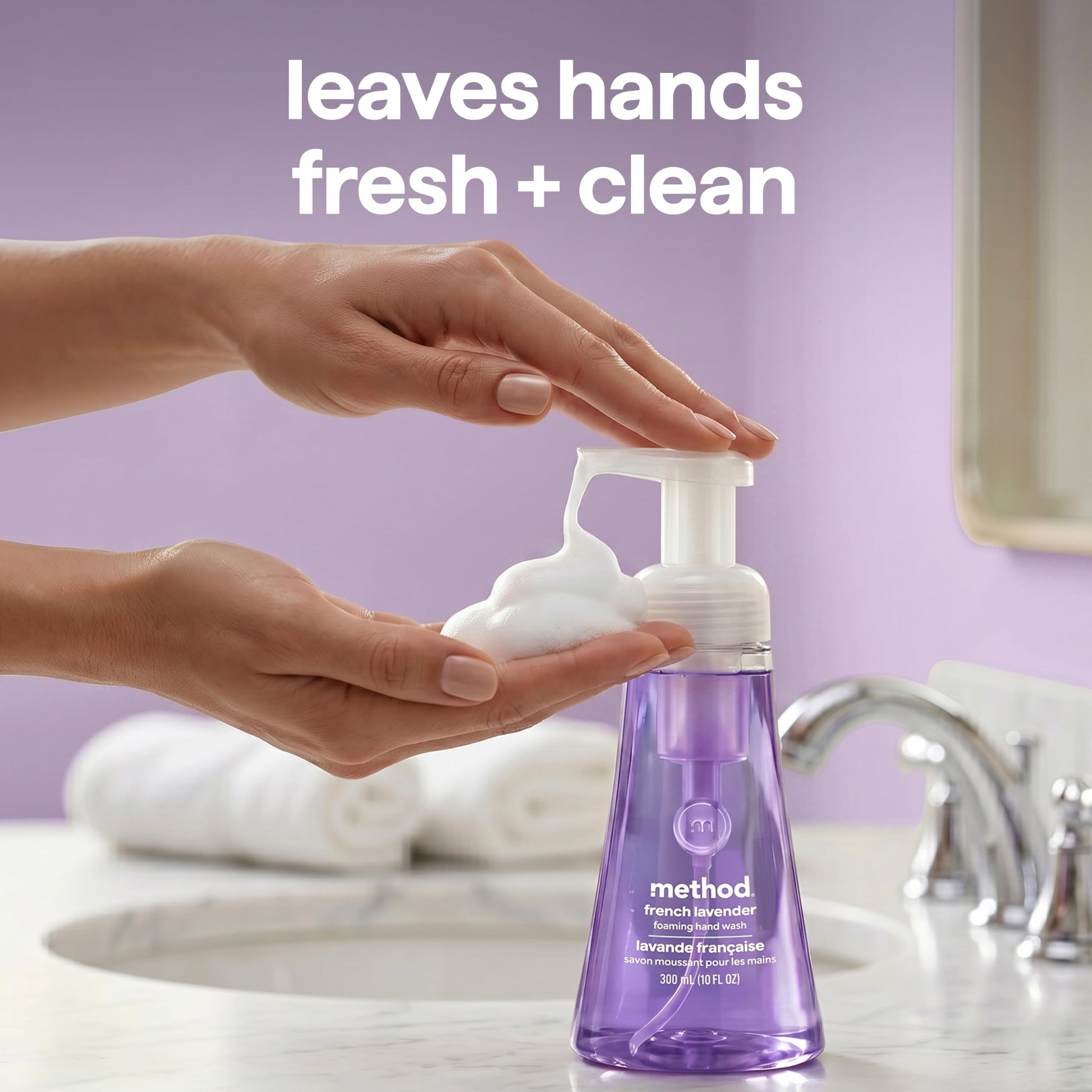 Method Foaming Hand Soap, Biodegradable Formula with Foaming Soap Dispenser Made of 100% Recycled Plastic, French Lavender Scent, 300 ml Soap Pump Bottles, 6 Pack Method