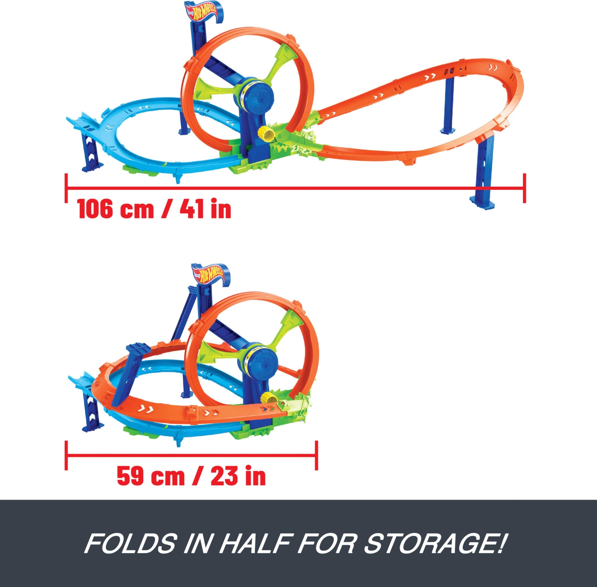 Hot Wheels Toy Car Track Set, Launch and Loop Playset & 1:64 Scale Die-Cast Vehicle, Crash Area on Figure 8 Track with Loop-Kicker Booster Hot Wheels