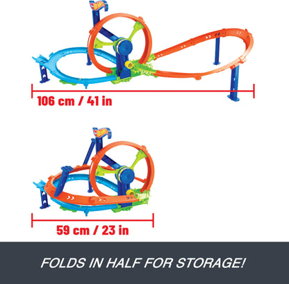 Hot Wheels Toy Car Track Set, Launch and Loop Playset & 1:64 Scale Die-Cast Vehicle, Crash Area on Figure 8 Track with Loop-Kicker Booster Hot Wheels