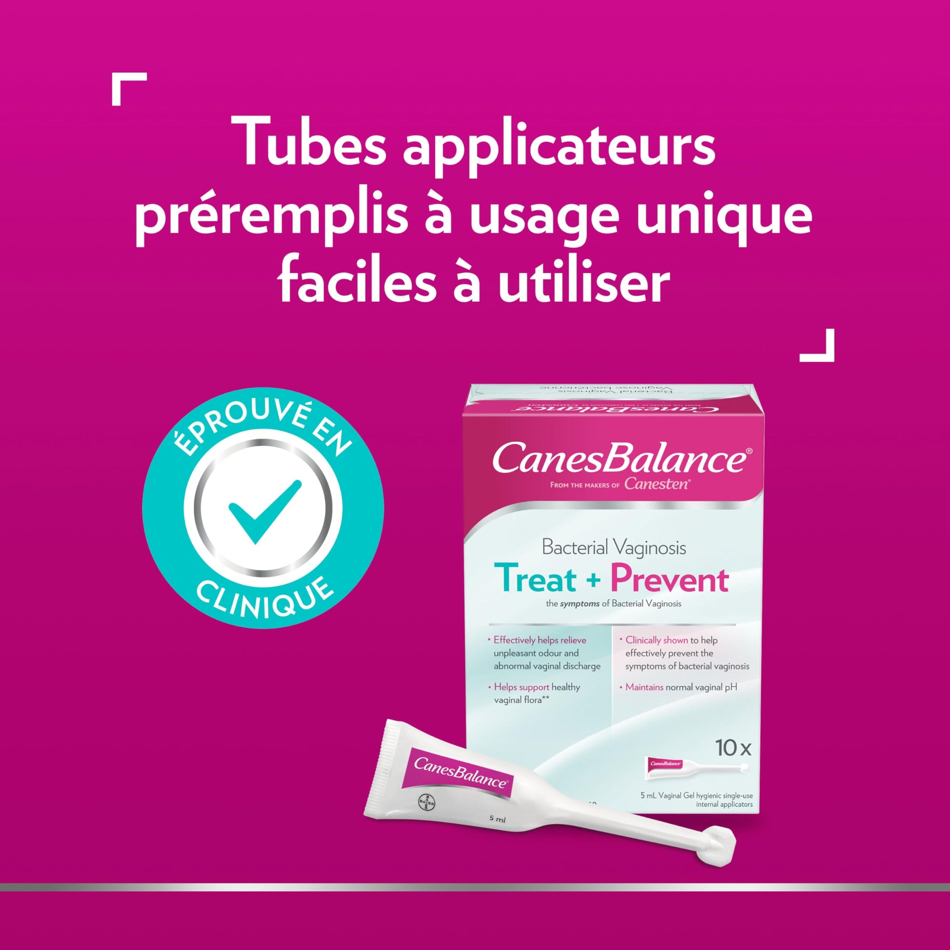CanesBalance Bacterial Vaginosis Treatment and Prevention Gel - Treat And Prevent BV Symptoms, BV Treatment For Women, Relieves Vaginal Odor, Maintains Normal Vaginal pH, 10 Single-Use Applicators - Available at All In One Marketplace Canada
