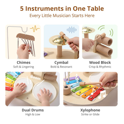 Promise Babe Wooden Musical Instruments , Percussion Instruments Baby Drum Set Xylophone, Montessori Educational Musical Toys, Gifts for Girls Boys Christmas 🍁 All In One Marketplace Canada