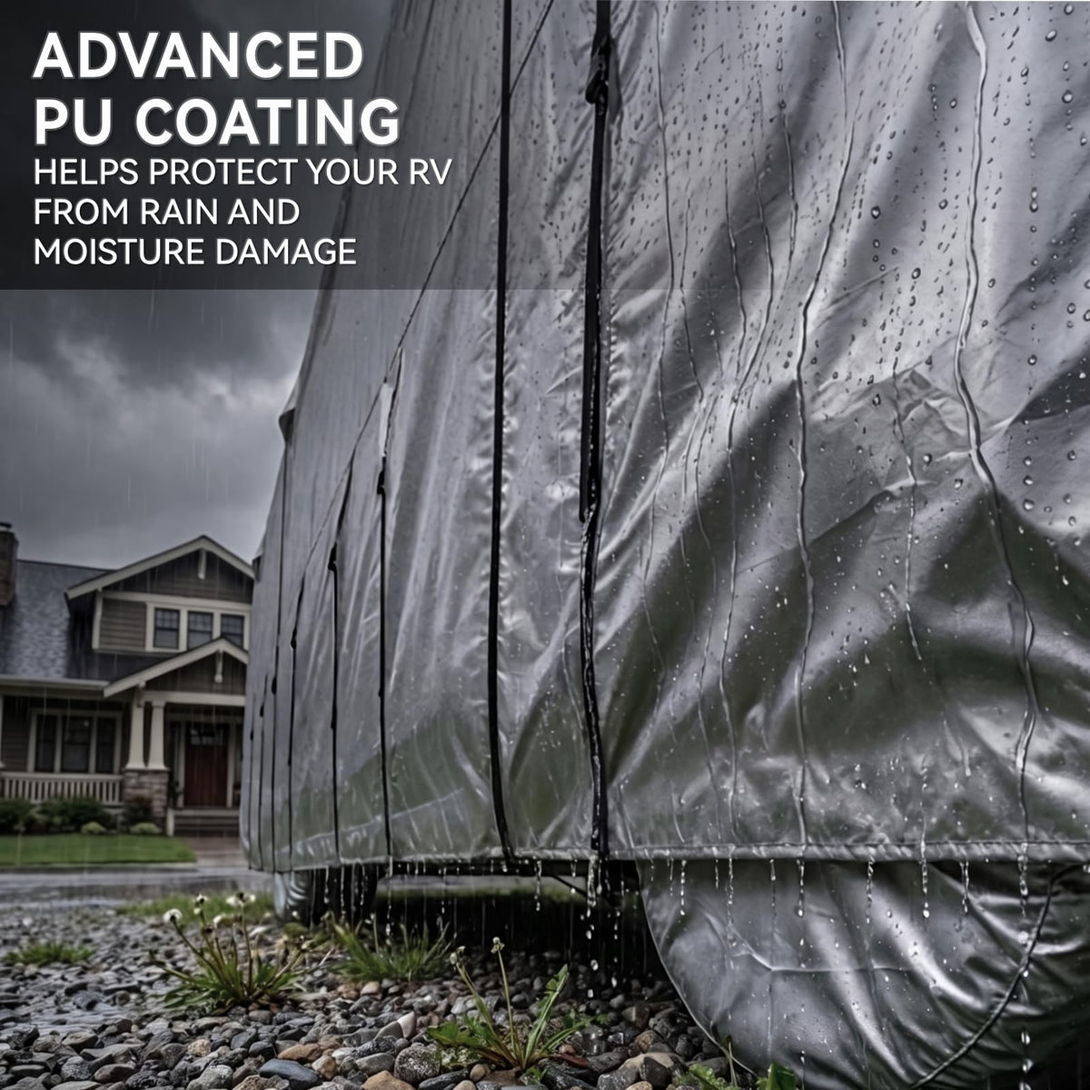 FRUNO Oxford Fabric Class C RV Cover Fits 23'-26' Waterproof Rip-Resistant Anti-UV Motorhome Camper Cover for Winter Snow with Jack Cover 4 Tire Covers and Gutter Covers 🍁 All In One Marketplace Canada