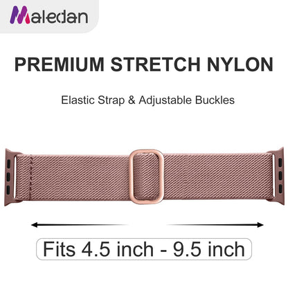 Maledan 10 Pack Stretchy Nylon Solo Loop Compatible with Apple Watch Strap 38mm 40mm 41mm 42mm Women Men, Braided Sport Elastic Bracelet for Apple Watch Band Series SE 11 10 9 8 7 6 5 4 3 2 1 Ultra