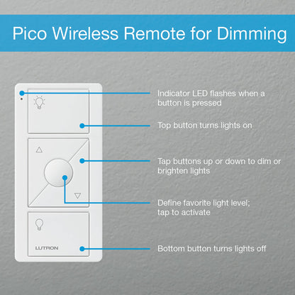 Lutron Caséta Smart Home Dimmer Switch and Pico Remote Kit, Works with Alexa, Apple HomeKit, Ring, Google Assistant (Smart Hub Required) | P-PKG1WB-WH | White