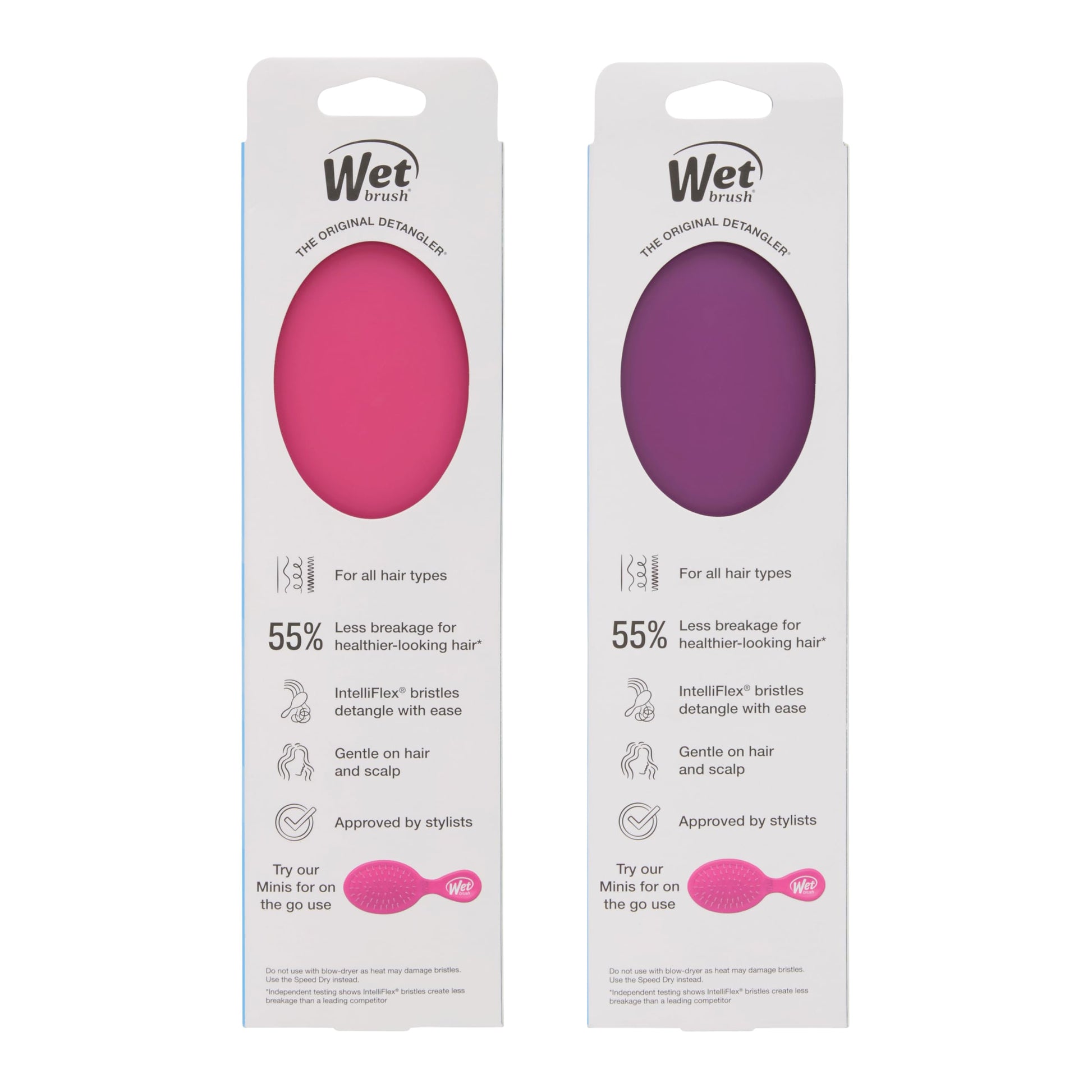 Wet Brush Original Detangler Hair Brush, Pink and Purple - 2 Piece Bundle Wet Brush