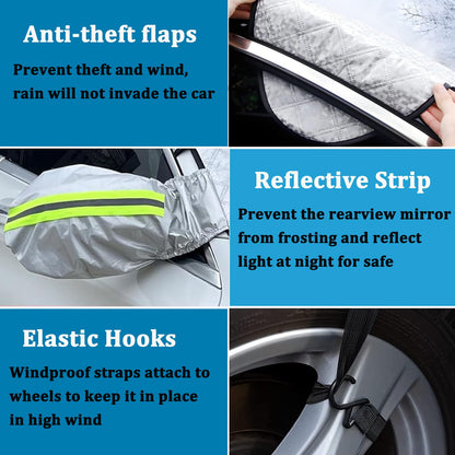 Car Windshield Snow Cover for Ice and Snow 80 * 51 inch Large Winter Frost Guard Thickness Ice Snow Protector Covers with Side Mirrors Covers Waterproof Windproof Dust Cover in All Weather XL 🍁 All In One Marketplace Canada