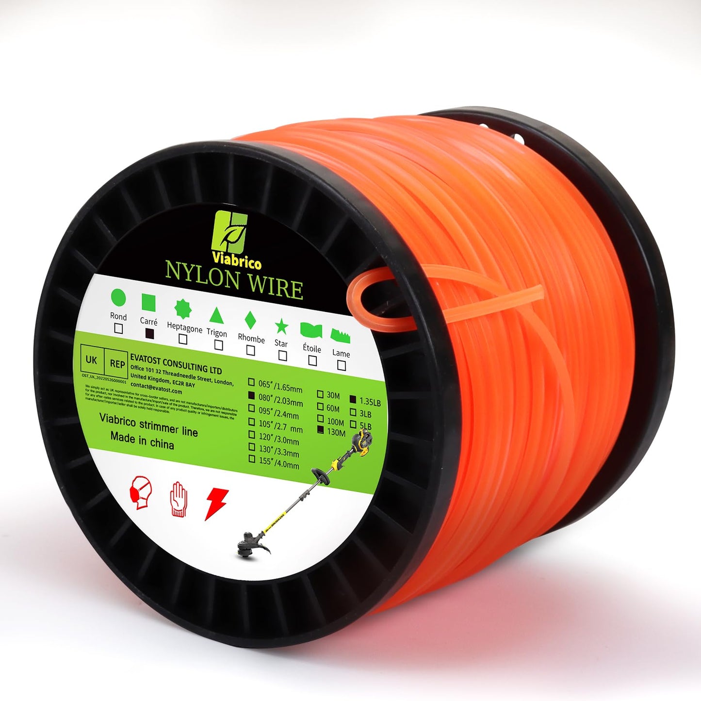 VIABRICO 0.080 Inch Trimmer Line, 0.080" Weed Wacker Eater String, Commercial Grade Square Nylon String Trimmer Line Replacement for String Trimmer Weed Trimmer .080"-425ft-1.35lb-Spool