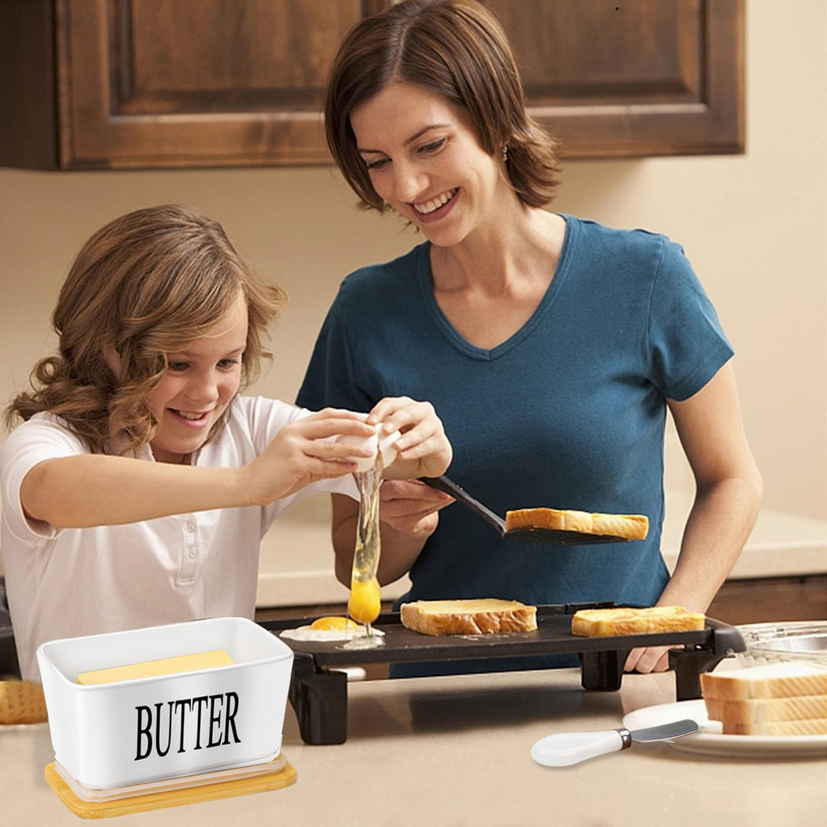JSHKY Airtight Butter Dish with Spreader, Fits 1lb Butter Block, White 🍁 All In One Marketplace Canada