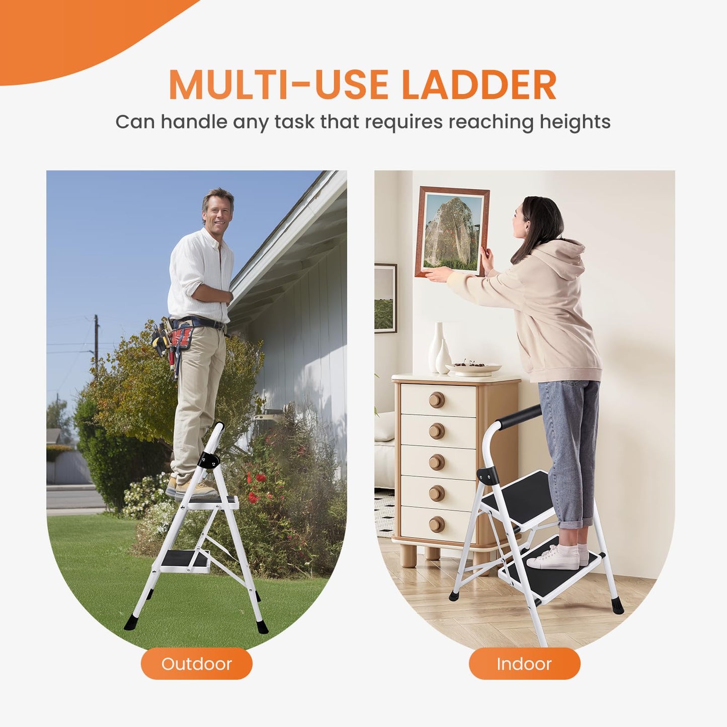 Sweetcrispy 2 Step Ladder, Anti-Slip Pedal Sweetcrispy