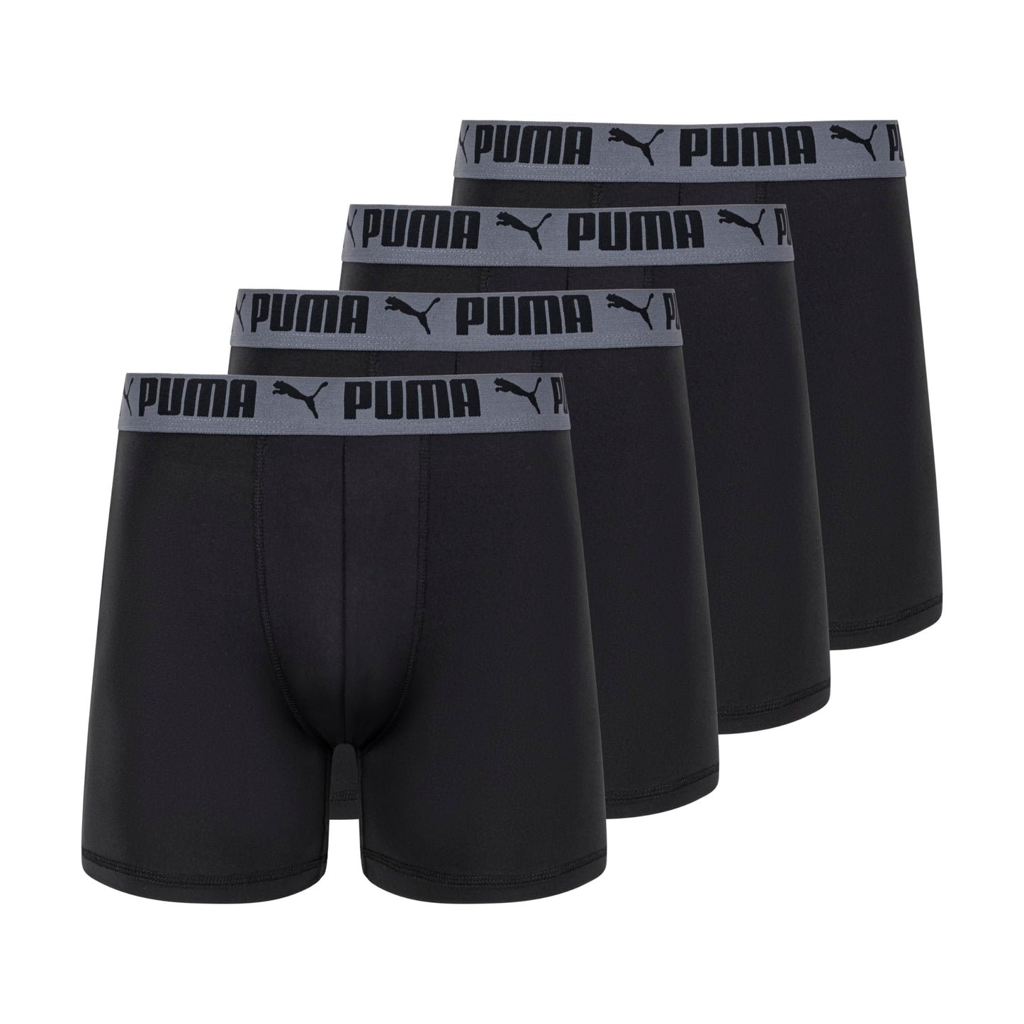 Puma Men's 4 Pack Active Stretch Boxer Briefs, Black, Large