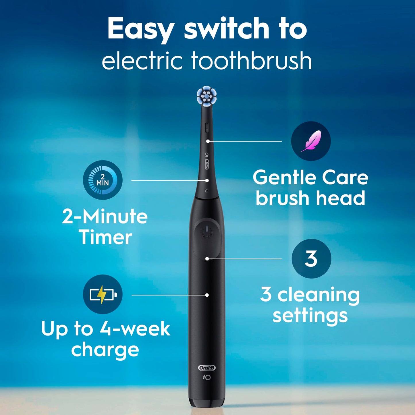 Oral-B iO2 Electric Toothbrush, for an Easy Switch to Electric, Night Black, Rechargeable Electric Toothbrushes, iO Series 2 Limited with 1 Power Toothbrush, 1 Brush Head, and 1 Travel Case 🍁 All In One Marketplace Canada