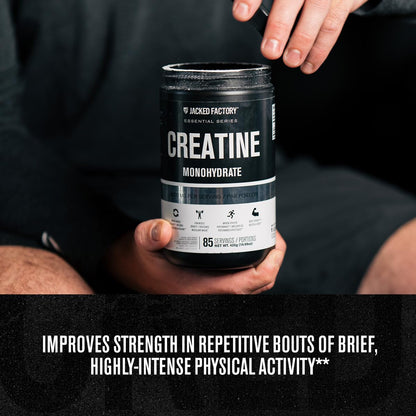 Jacked Factory Creatine Monohydrate Powder - Canadian-Owned Informed Choice Certified Supplement for Increased Muscle Mass*, Improved Strength, Power, & Performance** - 85 Servings, Arctic White