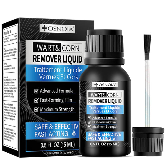 OSNOIA Extra Strength Wart Remover Liquid with 17% Salicylic Acid, Fast Acting Treatment for Plantar & Common Warts, Corn Remover for Feet and Toes (15ml, Wart Remover Set) - Available at All In One Marketplace Canada