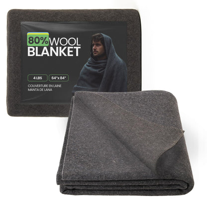 72HRS Wool 64” x 84” Winter Blanket Camping Essentials (80% Wool, 1 Pack) 🍁 All In One Marketplace Canada