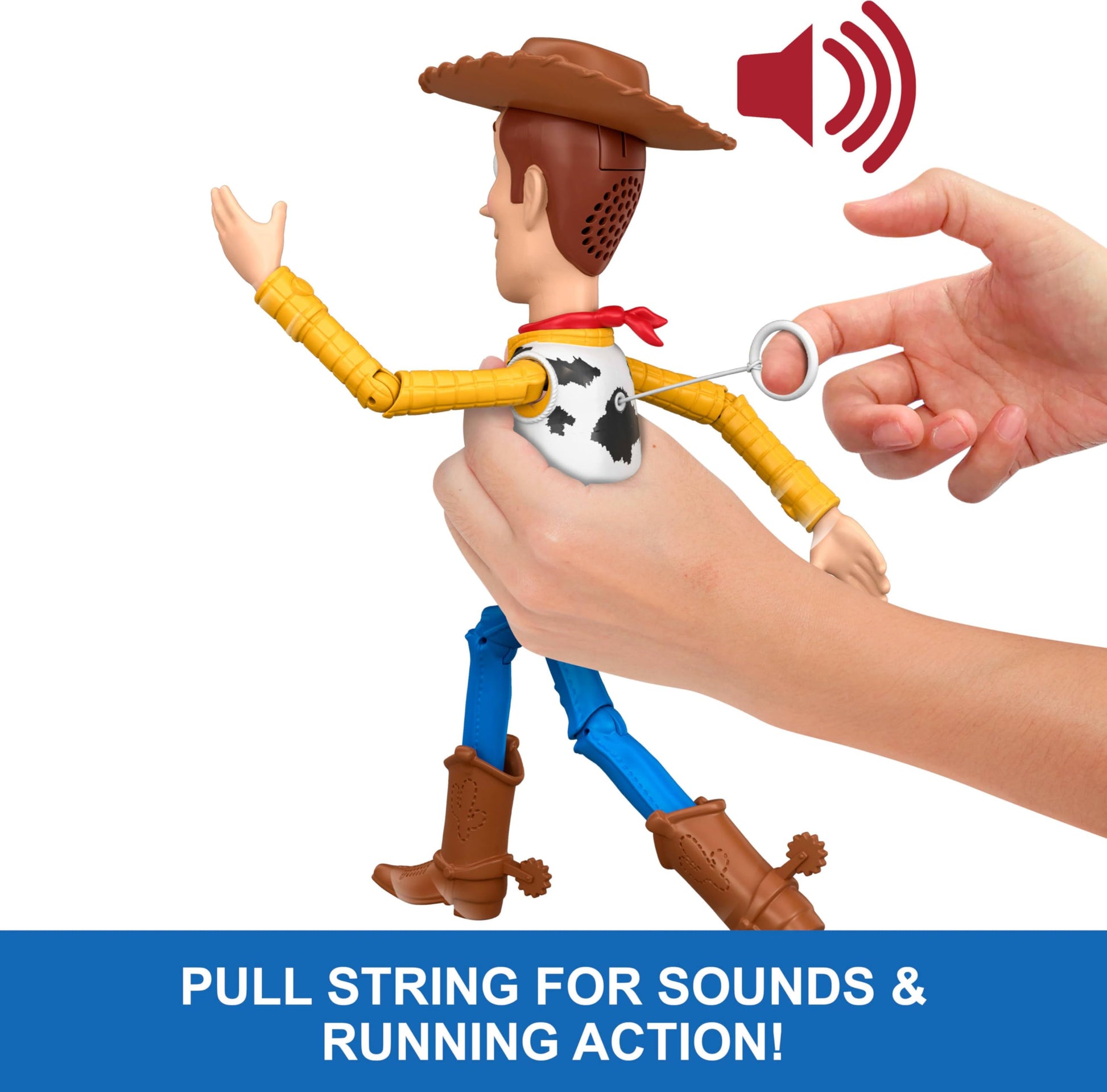 Mattel Disney and Pixar Toy Story 5 Running Woody 12 Inch Action Figure with 50 Plus Movie Phrases and Sounds, Movie-Accurate Mattel