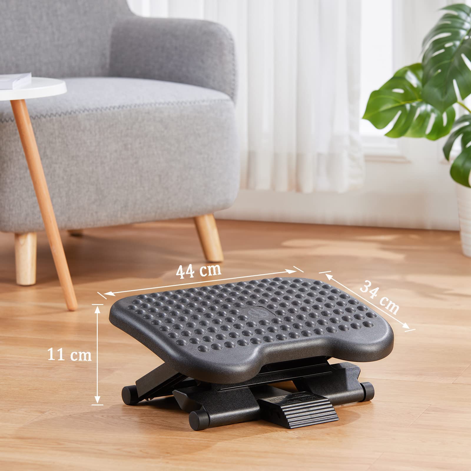 HUANUO Adjustable Footrest Under Desk - Ergonomic Foot Rest with 3 Height Position - 30 Degree Tilt Angle Adjustment for Home, Office, Non-Skid Massage Surface Texture Improves Comfort - Available at All In One Marketplace Canada