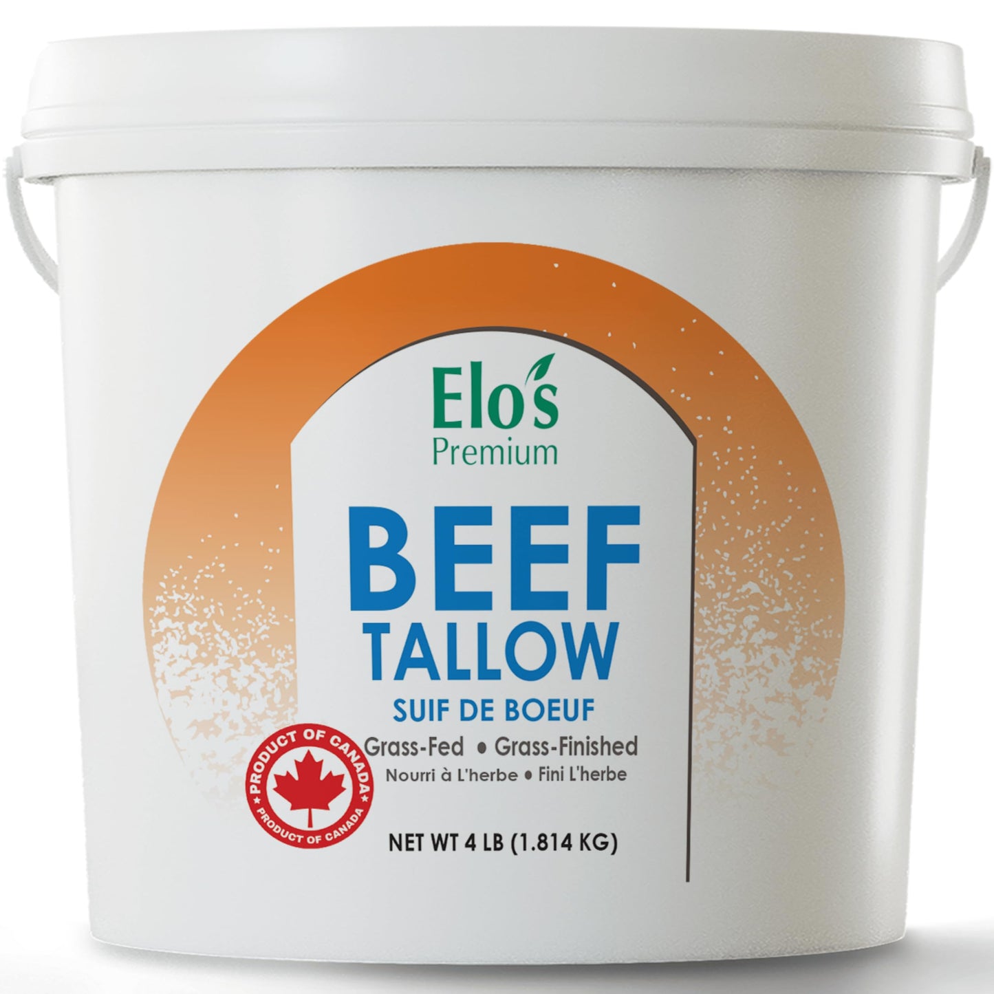 Elo's Premium Beef Tallow 4lb | Canadian-Sourced Rendered Beef Fat | Perfect for Cooking, Frying & Baking | Keto & Paleo Friendly